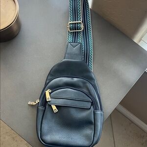 Bostanten Leather Crossbody Bag with Gold Accents